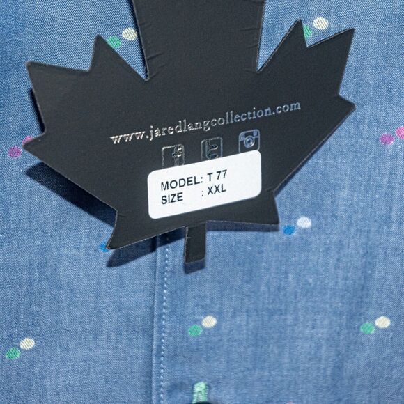 Jared Lang Button up Shirt Blue with color specs Cotton Size 2XL - Picture 5 of 7